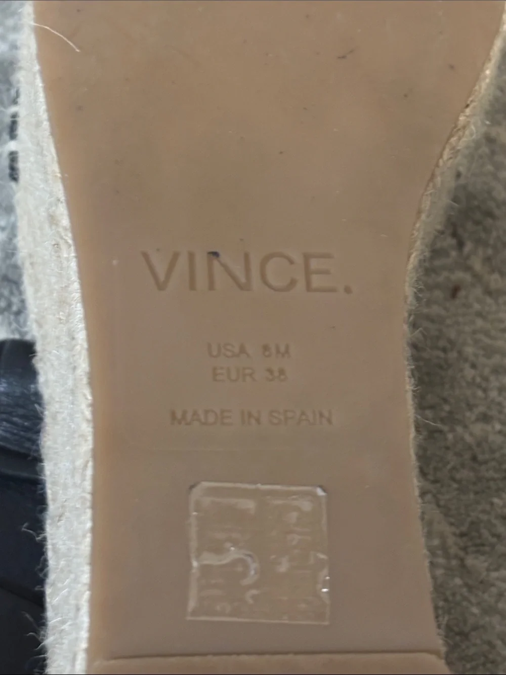 Vince Abby Leather Platform Espadrille Black Size 8/ EU 39
